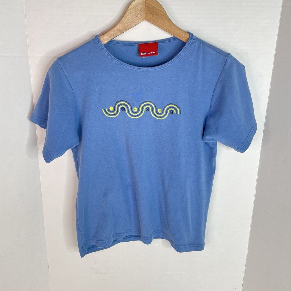 Vintage Reebok Graphic T Shirt, Youth Large, Blue,